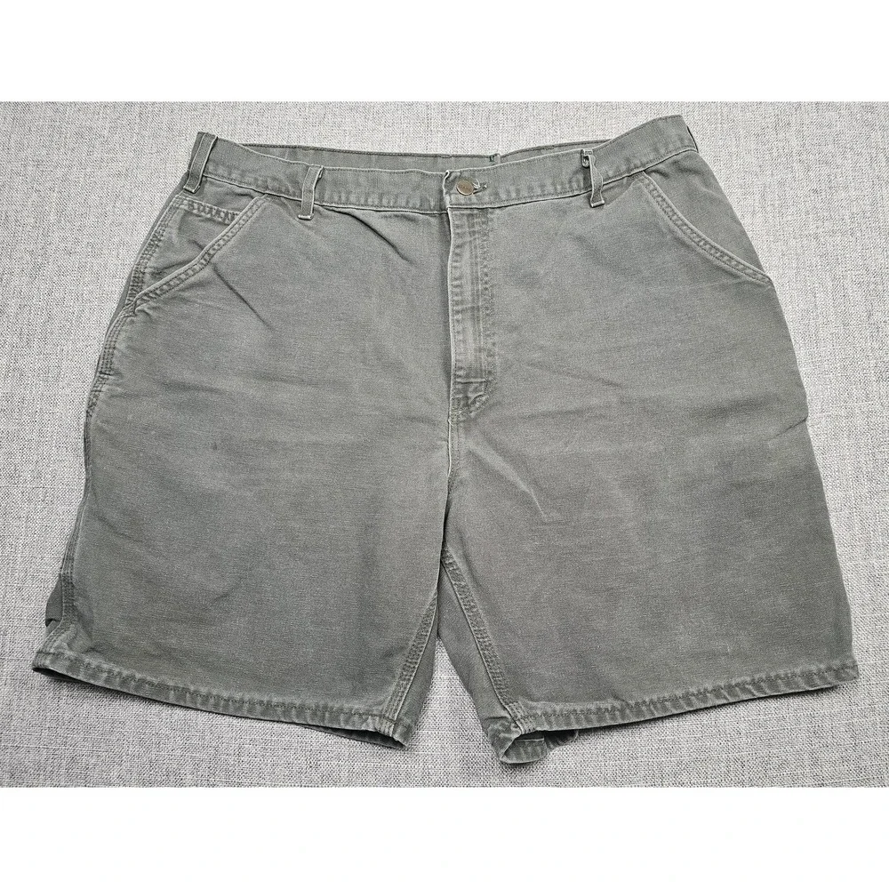 Carhartt Shorts Mens 42 Green Carpenter Utility Workwear USA Embroidered Pocket